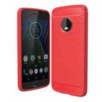 For Motorola Moto G5 Plus Brushed Carbon Fiber Texture Shockproof TPU Protective Cover Case(Red)