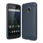 For Motorola Moto G（5th Gen.） Brushed Carbon Fiber Texture Shockproof TPU Protective Cover Case(Blue)