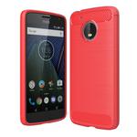 For Motorola Moto G（5th Gen.） Brushed Carbon Fiber Texture Shockproof TPU Protective Cover Case(Red)