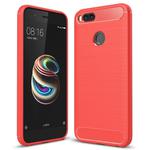 For Xiaomi  Mi 5X Carbon Fiber TPU Brushed Texture Shockproof Protective Back Cover Case(Red)