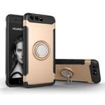 For Huawei P10 Magnetic 360 Degree Rotation Ring Armor Protective Case(Gold)