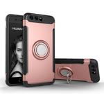 For Huawei P10 Magnetic 360 Degree Rotation Ring Armor Protective Case(Rose Gold)