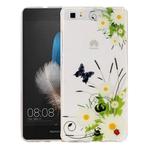 For Huawei  P8 Lite White Chrysanthemum Pattern IMD Workmanship Soft TPU Protective Case