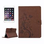 For iPad mini 3 Pressed Flowers Butterfly Pattern Horizontal Flip PU Leather Case with Magnetic Buckle & Holder & Card Slots & Wallet(Brown)