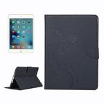 For iPad mini 4 Pressed Flowers Butterfly Pattern Horizontal Flip PU Leather Case with Magnetic Buckle & Holder & Card Slots & Wallet(Black)