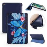 Butterflies Pattern Horizontal Flip PU Leather Case for iPad mini 4, with Three-folding Holder & Honeycomb TPU Cover