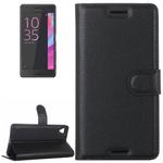 Litchi Texture Horizontal Flip Leather Case with Holder & Card Slots & Wallet for Sony Xperia X(Black)