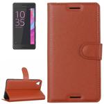 Litchi Texture Horizontal Flip Leather Case with Holder & Card Slots & Wallet for Sony Xperia X(Brown)