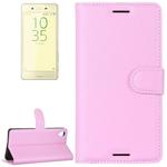 Litchi Texture Horizontal Flip Leather Case with Holder & Card Slots & Wallet for Sony Xperia X Performance(Pink)