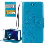 For Asus Zenfone 3 Max / ZC520TL Butterflies Love Flowers Embossing Horizontal Flip Leather Case with Holder & Card Slots & Wallet & Lanyard(Blue)