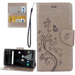 For LG V20 Butterflies Love Flowers Embossing Horizontal Flip Leather Case with Holder & Card Slots & Wallet & Lanyard(Grey)