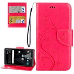For LG V20 Butterflies Love Flowers Embossing Horizontal Flip Leather Case with Holder & Card Slots & Wallet & Lanyard(Magenta)
