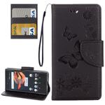 For Sony Xperia X Compact Butterflies Embossing Horizontal Flip Leather Case with Holder & Card Slots & Wallet & Lanyard(Black)