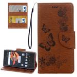 For Sony Xperia X Compact Butterflies Embossing Horizontal Flip Leather Case with Holder & Card Slots & Wallet & Lanyard(Brown)