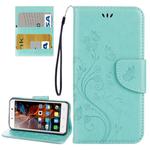 For Lenovo Vibe K5 Butterflies Love Flowers Embossing Horizontal Flip Leather Case with Holder & Card Slots & Wallet & Lanyard(Green)