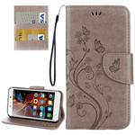 For Lenovo Vibe K5 Butterflies Love Flowers Embossing Horizontal Flip Leather Case with Holder & Card Slots & Wallet & Lanyard(Grey)