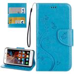 For Lenovo Vibe K5 Butterflies Love Flowers Embossing Horizontal Flip Leather Case with Holder & Card Slots & Wallet & Lanyard(Blue)