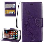 For Lenovo Vibe K5 Butterflies Love Flowers Embossing Horizontal Flip Leather Case with Holder & Card Slots & Wallet & Lanyard(Dark Purple)