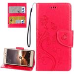 For Xiaomi  Redmi 3 Pro / 3s Butterflies Love Flowers Embossing Horizontal Flip Leather Case with Holder & Card Slots & Wallet & Lanyard(Magenta)