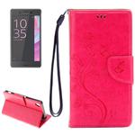 For Sony Xperia XA Butterflies Embossing Horizontal Flip Leather Case with Holder & Card Slots & Wallet & Lanyard(Magenta)