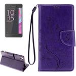 For Sony Xperia XA Butterflies Embossing Horizontal Flip Leather Case with Holder & Card Slots & Wallet & Lanyard(Purple)