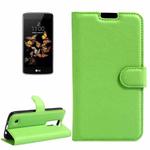 For LG K8 Litchi Texture Horizontal Flip Leather Case with Holder & Card Slots & Wallet(Green)