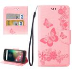 For Motorola Moto G (4rd gen) Plus Pressed Flowers Butterfly Pattern Leather Case with Holder & Card Slots & Wallet(Pink)