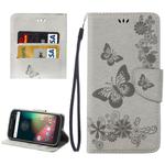 For Motorola Moto G (4rd gen) Plus Pressed Flowers Butterfly Pattern Leather Case with Holder & Card Slots & Wallet(Grey)