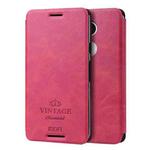 MOFI VINTAGE for Google Nexus 5X Crazy Horse Texture Horizontal Flip Leather Case with Card Slot & Holder(Magenta)