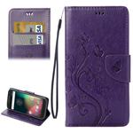 For Motorola Moto G (4rd gen) Plus Pressed Flowers Leather Case with Holder & Card Slots & Wallet(Purple)