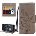 For BQ Aquaris X5 Plus Butterflies Love Flowers Embossing Horizontal Flip Leather Case with Holder & Card Slots & Wallet & Lanyard(Grey)