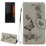 For Sony Xperia XZ Power Butterflies Embossing Horizontal Flip Leather Case with Holder & Card Slots & Wallet & Lanyard(Grey)
