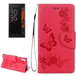 For Sony Xperia XZ Power Butterflies Embossing Horizontal Flip Leather Case with Holder & Card Slots & Wallet & Lanyard(Magenta)