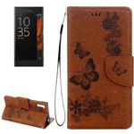For Sony Xperia XZ Power Butterflies Embossing Horizontal Flip Leather Case with Holder & Card Slots & Wallet & Lanyard(Brown)