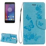 For Lenovo  K6 5.0 inch Butterflies Embossing Horizontal Flip Leather Case with Holder & Card Slots & Wallet & Lanyard(Blue)