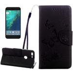 For Google Pixel Butterflies Embossing Horizontal Flip Leather Case with Holder & Card Slots & Wallet & Lanyard(Black)