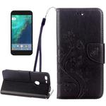 For Google Pixel Butterflies Love Flowers Embossing Horizontal Flip Leather Case with Holder & Card Slots & Wallet & Lanyard(Black)