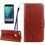 For Google Pixel Butterflies Love Flowers Embossing Horizontal Flip Leather Case with Holder & Card Slots & Wallet & Lanyard(Coffee)