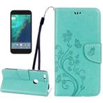 For Google Pixel XL Butterflies Love Flowers Embossing Horizontal Flip Leather Case with Holder & Card Slots & Wallet & Lanyard(Green)