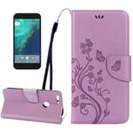 For Google Pixel XL Butterflies Love Flowers Embossing Horizontal Flip Leather Case with Holder & Card Slots & Wallet & Lanyard(Light Purple)