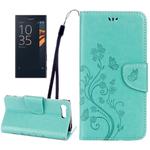 For Sony Xperia X Compact Butterflies Love Flowers Embossing Horizontal Flip Leather Case with Holder & Card Slots & Wallet & Lanyard(Green)