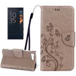 For Sony Xperia X Compact Butterflies Love Flowers Embossing Horizontal Flip Leather Case with Holder & Card Slots & Wallet & Lanyard(Light Brown)