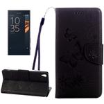 For Sony Xperia XA Ultra Butterflies Embossing Horizontal Flip Leather Case with Holder & Card Slots & Wallet & Lanyard(Black)
