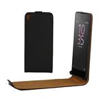 For Sony Xperia E5 Khaki Lining Vertical Flip Leather Case (Black)