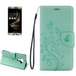 For Asus ZenFone 3 / ZE552KL Pressed Flowers Pattern Leather Case with Holder & Card Slots & Wallet(Green)