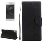 For Sony Xperia XA1 Pressed Flowers Butterfly Pattern Horizontal Flip Leather Case with Holder & Card Slots & Wallet(Black)