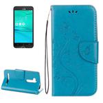 For ASUS Zenfone Go ZB500KL Pressed Flowers Pattern Horizontal Flip Leather Case with Holder & Card Slots & Wallet(Blue)