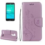 For ASUS Zenfone Go ZB500KL Pressed Flowers Pattern Horizontal Flip Leather Case with Holder & Card Slots & Wallet (Colour: Light Purple) 