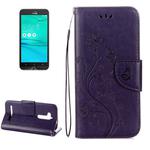 For ASUS Zenfone Go ZB500KL Pressed Flowers Pattern Horizontal Flip Leather Case with Holder & Card Slots & Wallet(Purple)