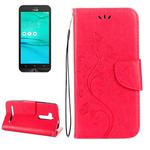 For ASUS Zenfone Go ZB500KL Pressed Flowers Pattern Horizontal Flip Leather Case with Holder & Card Slots & Wallet(Red)